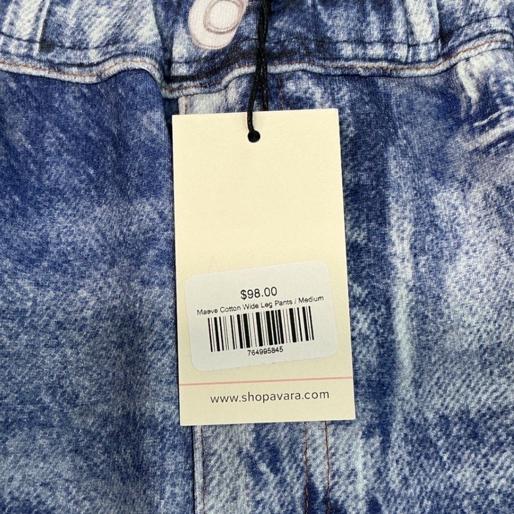 Avara Maeve Cotton Wide Leg Pull On Pants Women Medium Denim Blue New With Tags - Picture 6 of 10